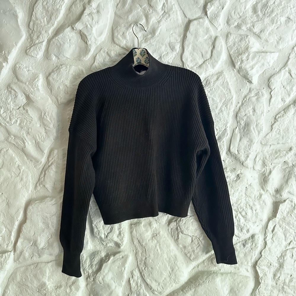 Jcrew Women's Black Ribbed Sweater